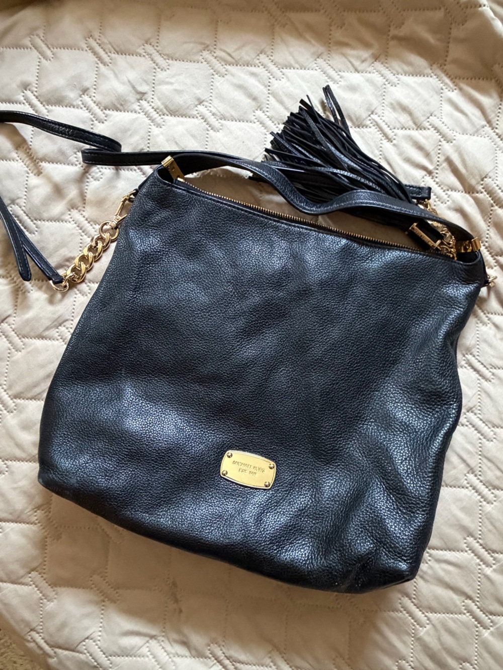 Michael Kors Black Pebbled Leather Shoulder/Crossbody Bag